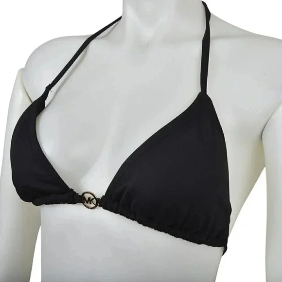 Michael Kors Triangle Bikini Top Black Gold Size Medium - Picture 5 of 8